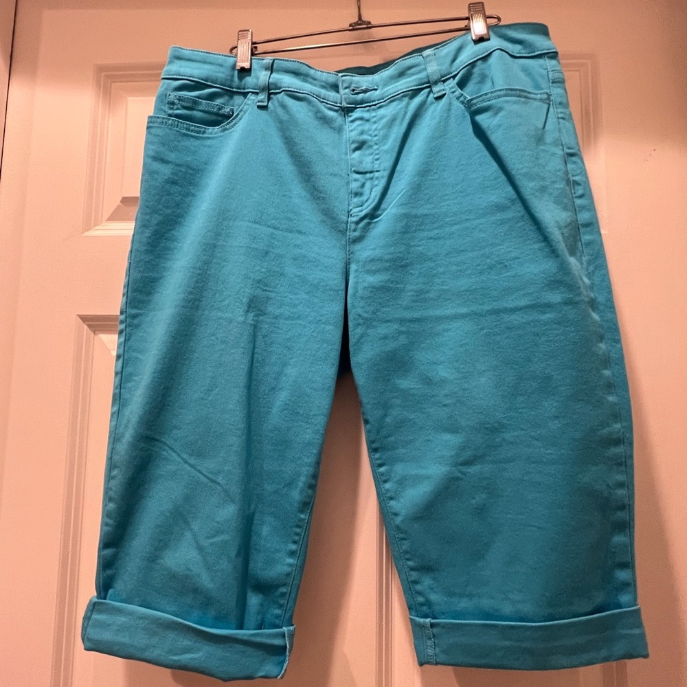 CHAPS Turquoise Cuffed Denim Shorts